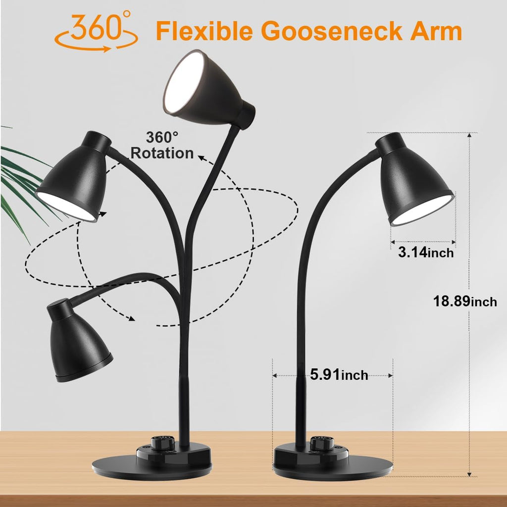LED Desk Lamp with USB Charging Port 3 Color Modes Dimmable Reading Light Intell