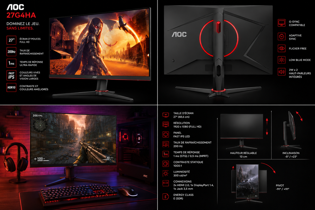 AOC 27G4HA 27" Full HD IPS Gaming Monitor 200Hz