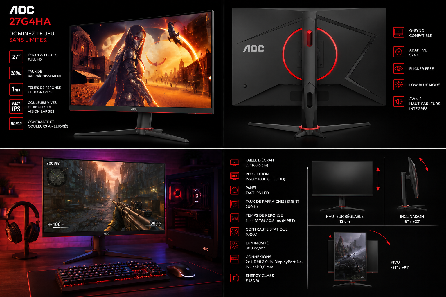AOC 27G4HA 27" Full HD IPS Gaming Monitor 200Hz